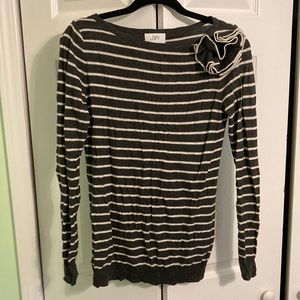 Grey and white striped Loft sweater
